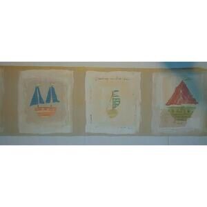 York Sailboat Wall Border - 5 Yds - Sailing Beach Nautical - Beige